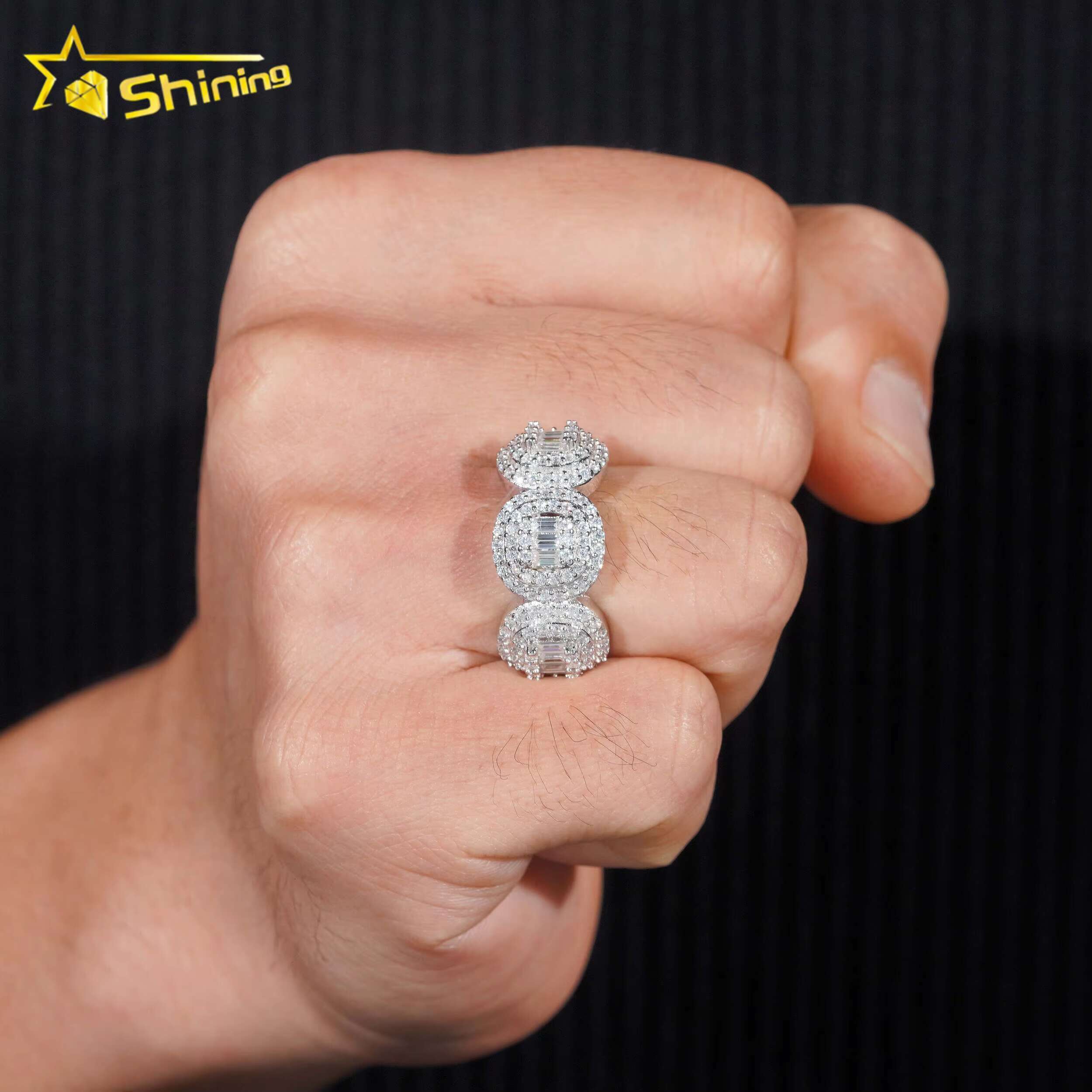 Hot Sale Fashion Jewelry Hip Hop Iced Out Rings 925 Silver VVS Diamond Moissanite Ring