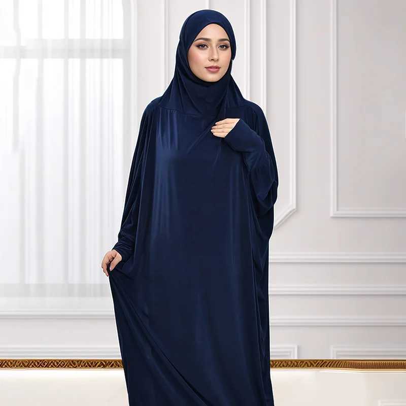 Muslim Abayas with Slve Full Cover Women Solid Color Long Robe Soft Cotton Hemp Robe Islam Ramadan Prayer Clothing Poncho X2505141