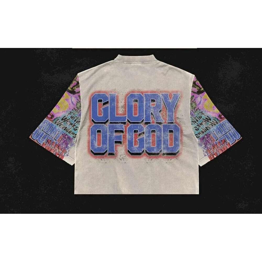 Harajuku Retro Summer T shirt Men s and Women Hip Hop Punk Graffiti Pattern Oversized Mid Sleeve Round Neck Cotton Top