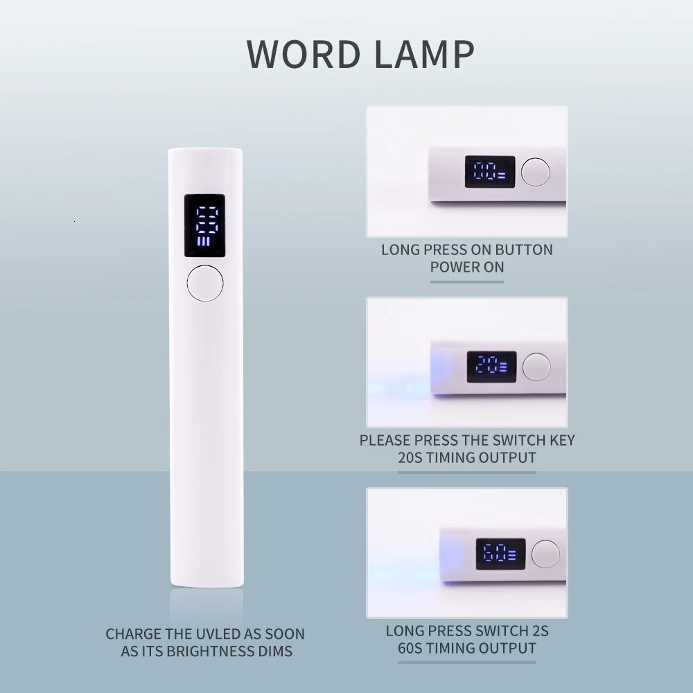 1Pcs handheld UV lamp 2W ripple 365nm 395nm professional nail dryer fast drying process 250325