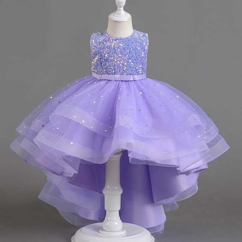 Teenage sequined girl princess dress summer sleeveless fashion wedding Christmas Par trailer dress childrens clothing for 3-14 years old W250326