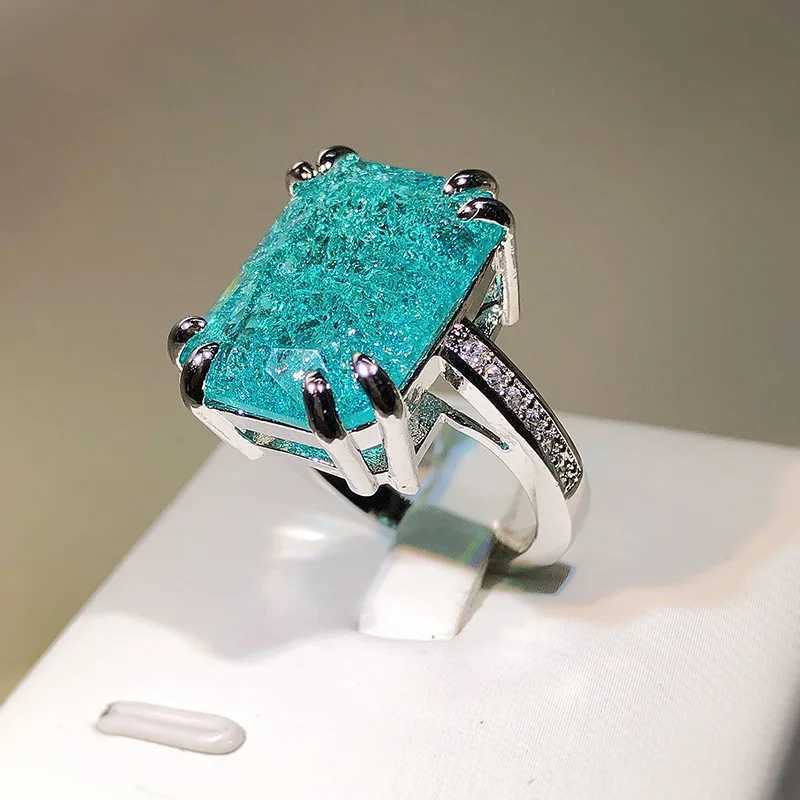 925 silver new arrival Paraiba tourmaline ring charm La finger jewelry silver wedding party wholesale giftsXJ250327