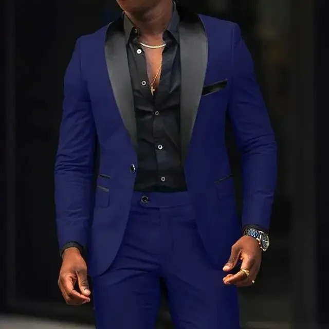 2 solid casual mens wedding dresses ultrathin fit shawl lapel jacket pants n party dance ball set business suit 250326
