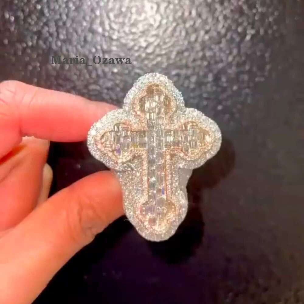 Pure Sier Boutique Jewelry Hip-Hop Cross Shaped Ring High-Quality Vvs Chilled Mens Moissanite Ring