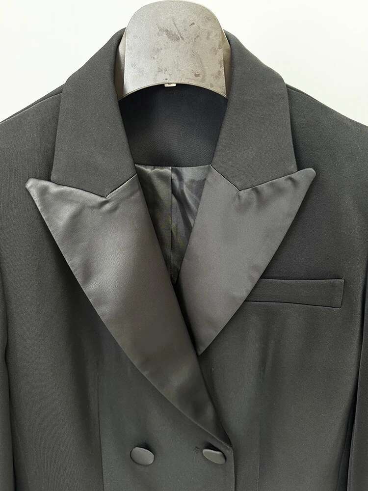 HIGH STREET Newest 2024 Designer Fashion Women's Double Breasted Bow Blazer Dress