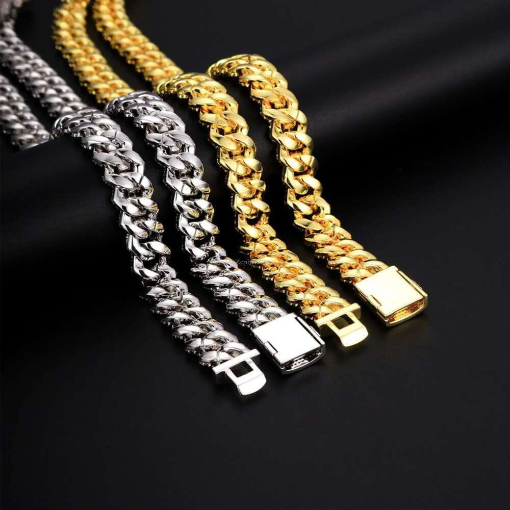 Designer Necklace Hip Hop 2 Rows Stones 14mm Sterg Sier White Gold Plated Iced VVS Dia Moissanite Cuban k Chain Rock Jewelry Gift with Gra
