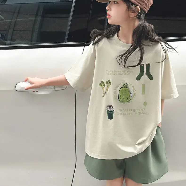 Girls Summer Clothing 2025 New Fashion Set Big Girl Network Celebrity Street Summer Two Piece SetT250327