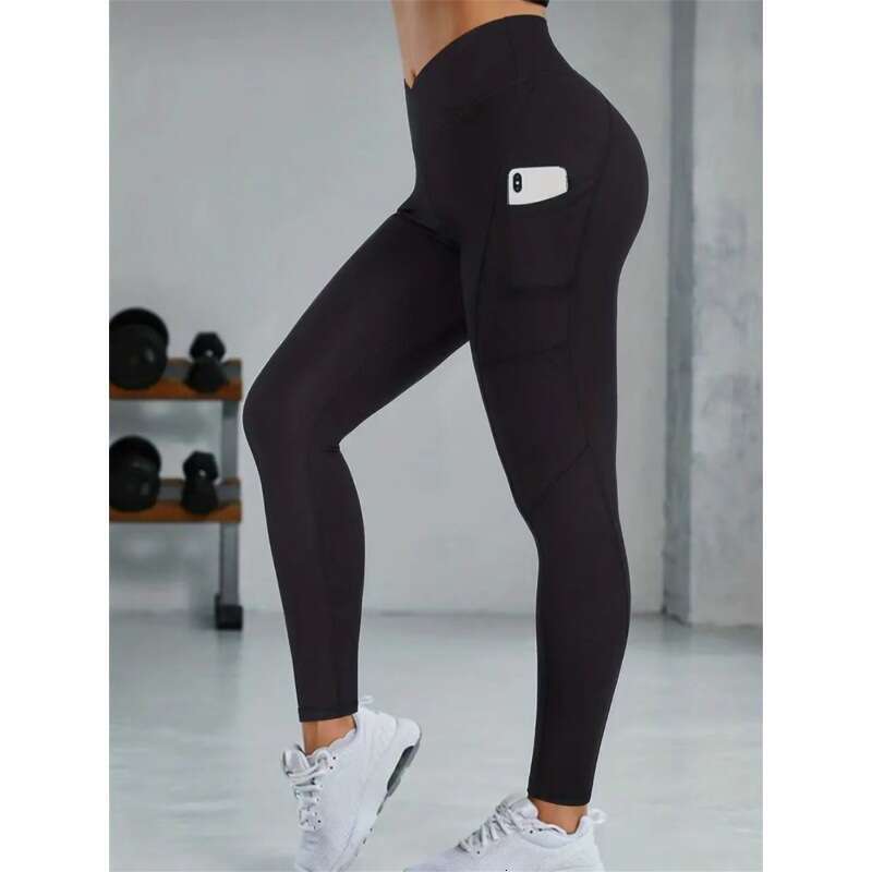 Women Yoga Pants Spring Cross Slanted Pocket Women S Sports Fitness Running Slimming Hip Lifting Yoga Leggings Xy