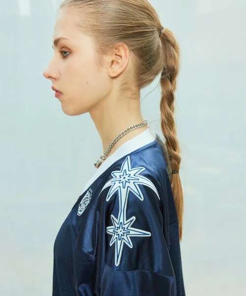 New American Retro Jersey Hip-Hop Short-Sleeved T-Shirt Summer High Street Design Loose Casual Sports Shoulder Sleeve Top