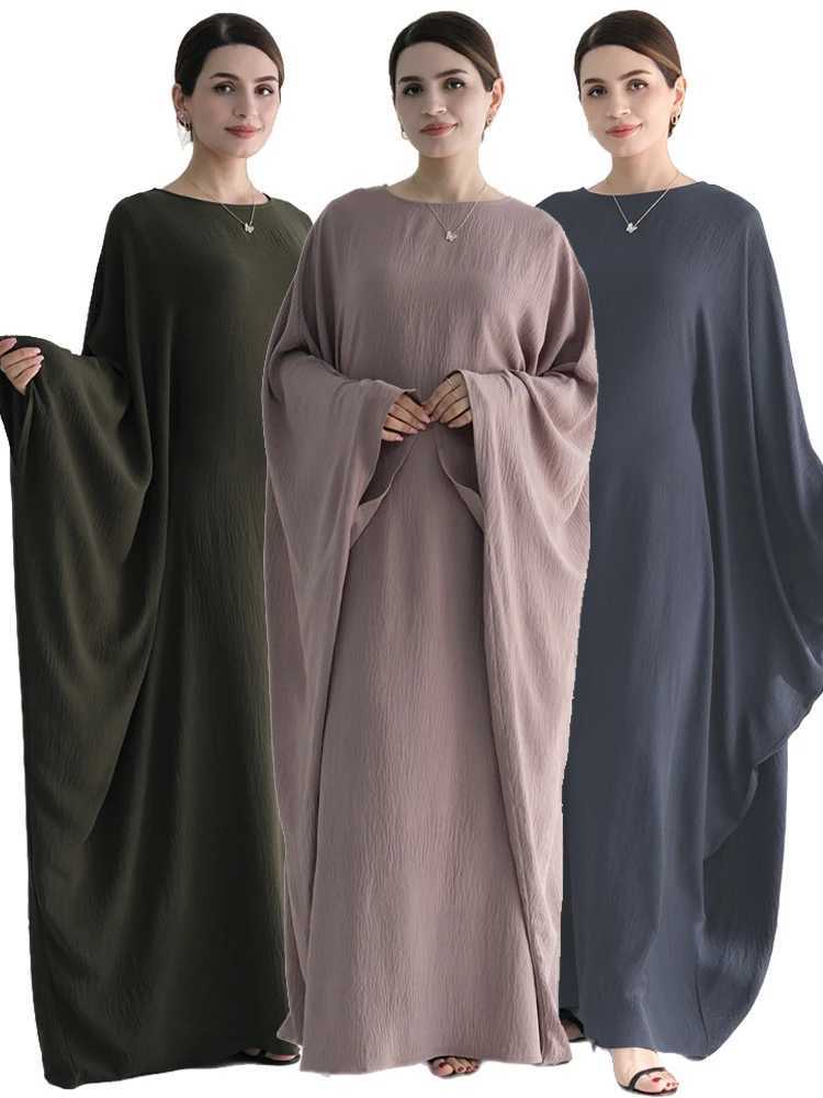 Ramadan Eid Crepe Batwing Butterfly Modest Abaya Dubai Luxury 2024 Muslim Hijabs Kaftan Dress For Women Ka Vestidos X2505141