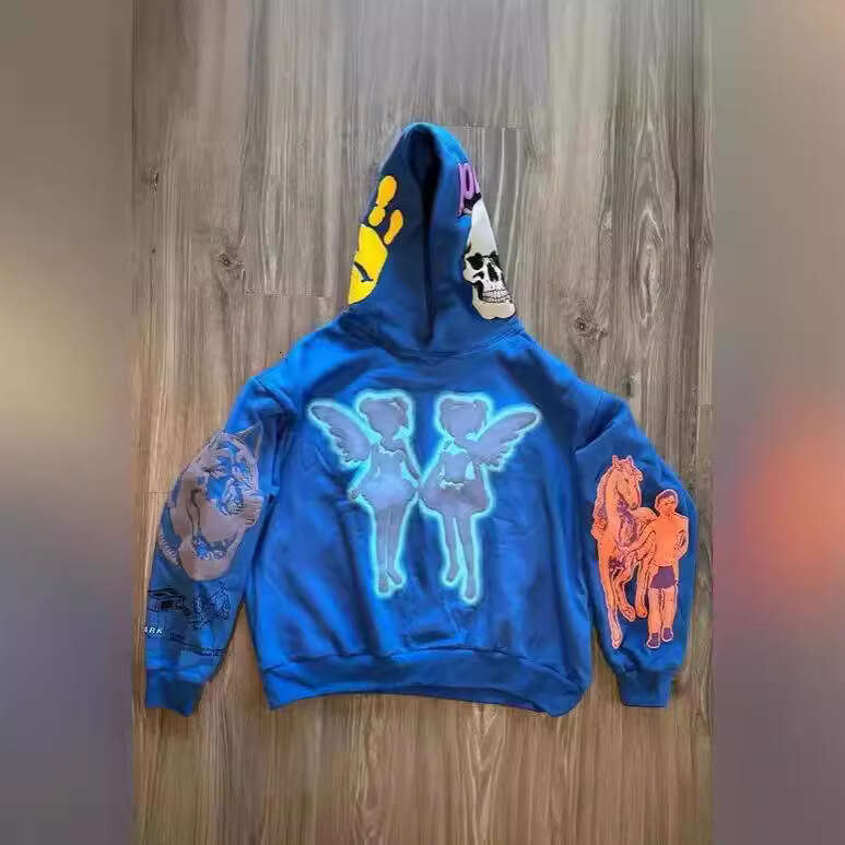 American style new Y2K cartoon street hip-hop trend top, unisex loose pullover hoodie gift for man