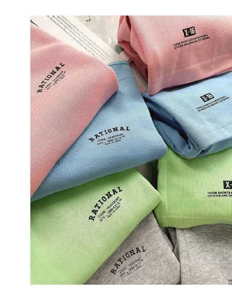 Summer casual boy cotton loose letter T-shirt top+shorts set school childrens track and field clothes 2-piece set clothing set for 2-14 yearsT250327