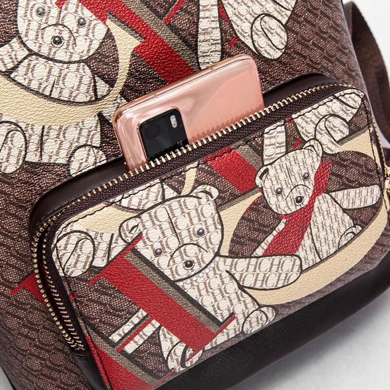 Brand Fashion 2024 New With Little Bear Cartoon Pattern Large Capacity Design Alphabet Women's Backpack