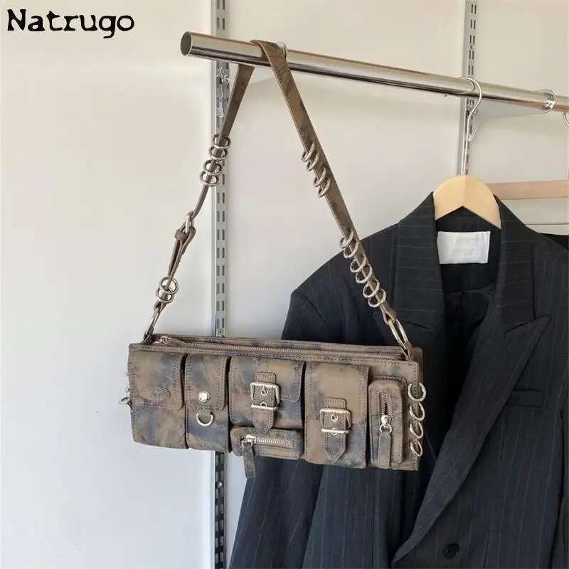 Y2k Vintage Gothic Shoulder Underarm Bag Ladies Sg Bags Leather Rock Girls Zip Cool Bagutte Women Handbags And Purses