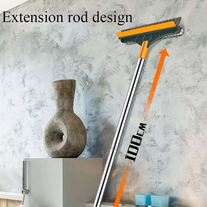3 in 1 Broom Adjustable Tool Bathroom Home Cleaning Water Squeegee Stiff Bristle Corner Gap or Clean Brush