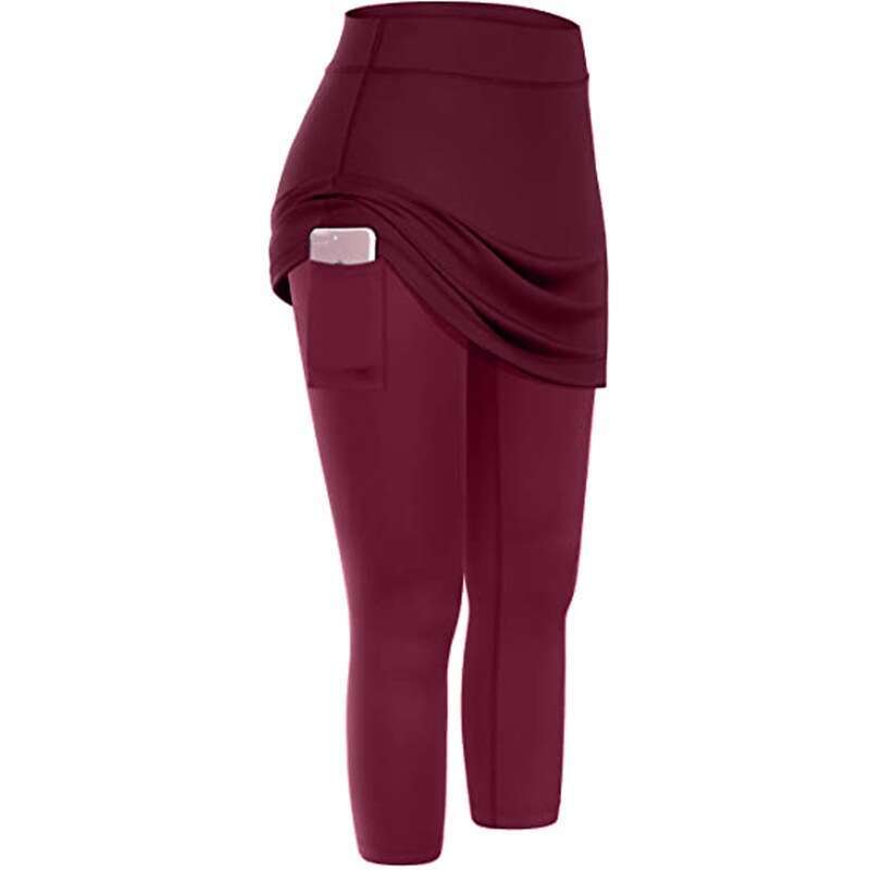 Women Yoga Pants New Autumn And Winter Wearable Fake Two Piece Women S Casual Pocket Sports Fitness Running Yoga Tennis Short Skirt