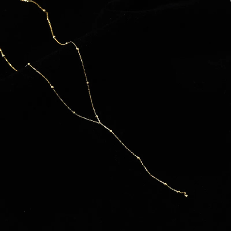 Stainless steel simple round bead long edge necklace border chain geometric womens custom jewelry 250325