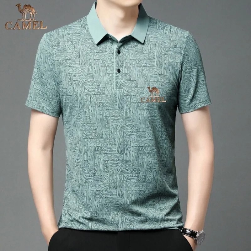 Camel Gold Label Summer Mens Middle aged Elderly and Young Collar Breathable Fashion Casual Short Sleeve Tshirt Polo Shirt 250327