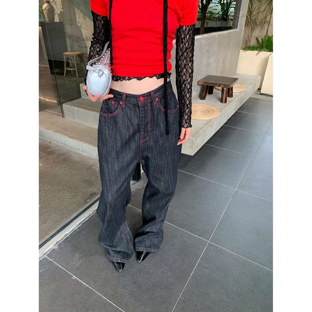 Love Embroidery Baggy Clothes Street Fashion Hip Hop Vintage High Waisted Woman Loose Casual Women Jeans