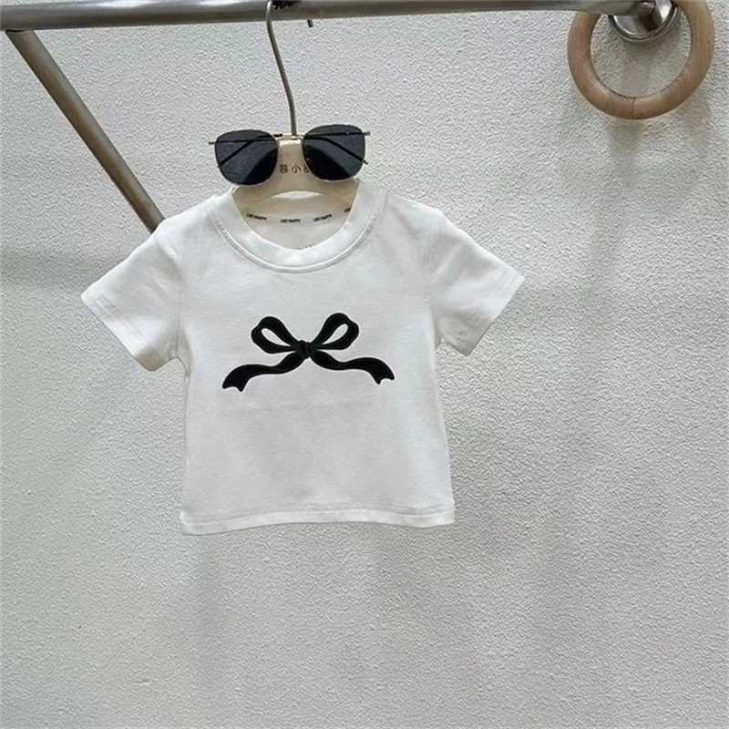 Childrens clothing set girls bow top childrens short sleeved T-shirt jeans 2 pieces summer new fashion set 3-10 yearsT250327