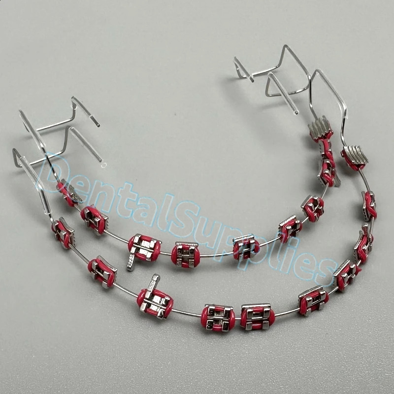 1Pair Dental Fake Braces Decorations Colorful Brackets with Hook Teeth Temporary Metal Wires Orthodontic Ligature Ties Dentistry 250327