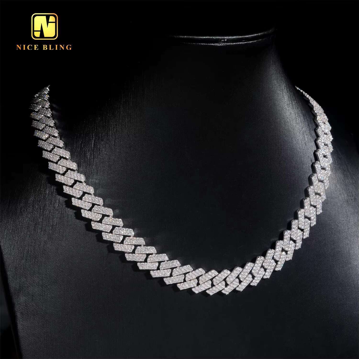 Custom 13mm Hip Hop Jewelry Necklace Iced Out Diamond Cuban Link Chain 925 Sterling Silver Moissanite Necklace Bracelet Men