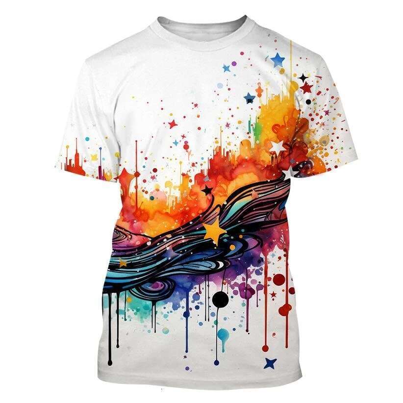 Men s and women T shirts casual fashion D printed starry sky Harajuku style