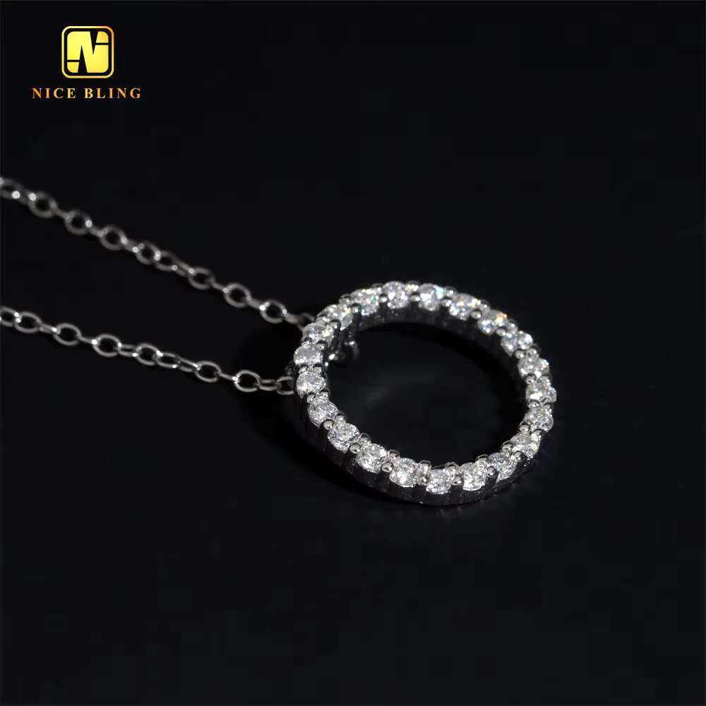 GRA Certificate Iced Out Circle Shape Design Women Link Chain 925 Sterling Silver VVS Moissanite Diamond Women Jewelry Necklace
