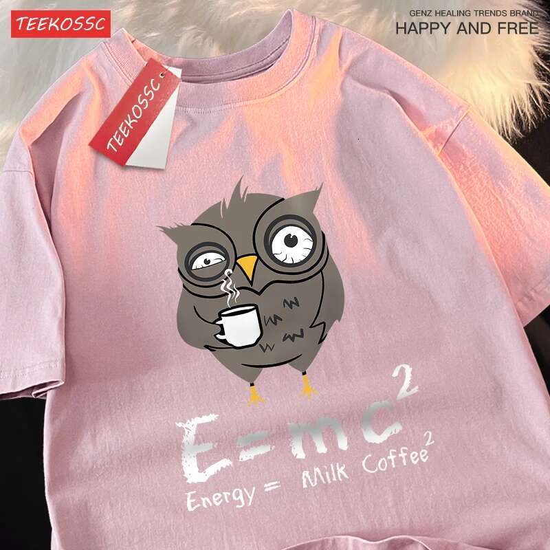 Men s oversized cotton T shirt fun formula print patterned couple clothing streetwear energy milk coffee