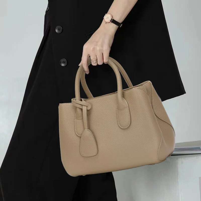 Aidrani Fashion Genuine Leather Women's Large Capacity Handbag Solid Color Multi Functional Shoulder Crossbody Mom's Bag