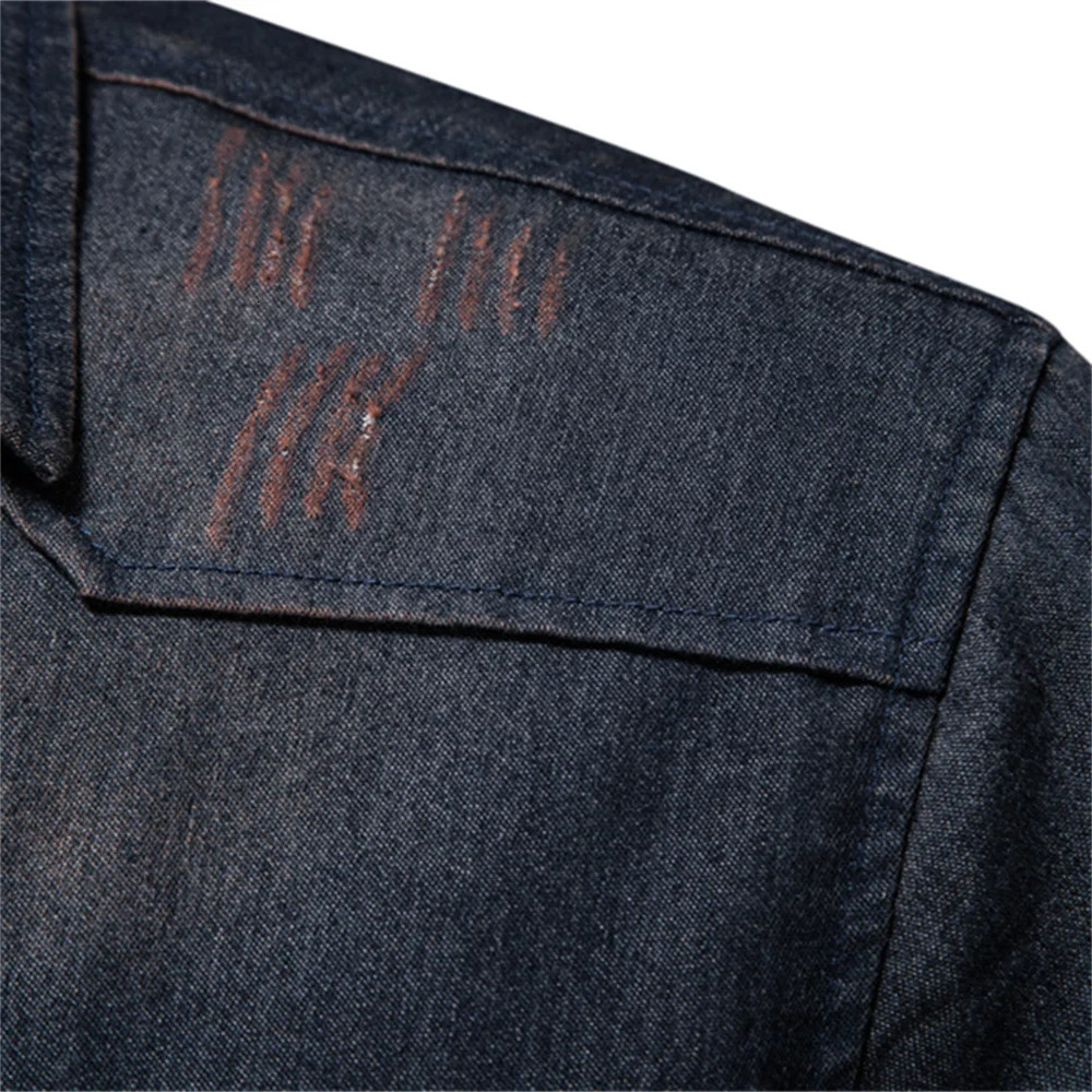 AIOPESON elastic cotton denim shirt mens long sleeved highquality casual slim fit clothing 250326