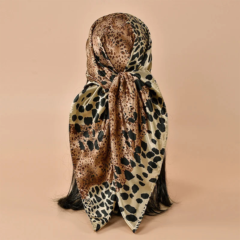 90 * 90cm leopard print square scarf womens er scarf fashionable polka dot headband matte satin headband handle 250322