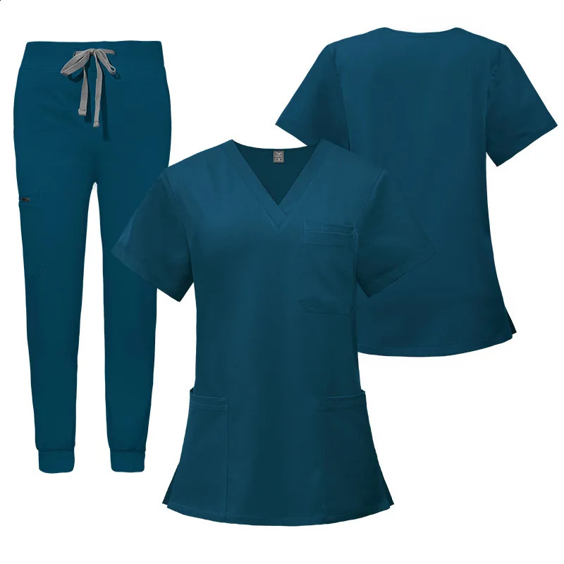 Multicolor Scrubs Uniform Short Sleeve TopPants Care Female Pet Store Doctor Scrub Surgery Work Clothes Set w250326