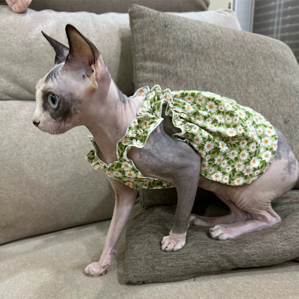 Cozy Cotton Cat Puppy Suspender Skirt Cool Summer Pet Dresses for Cats Small Dogs Kitten Sphynx Clothing Outfit ropa para gatos 250326