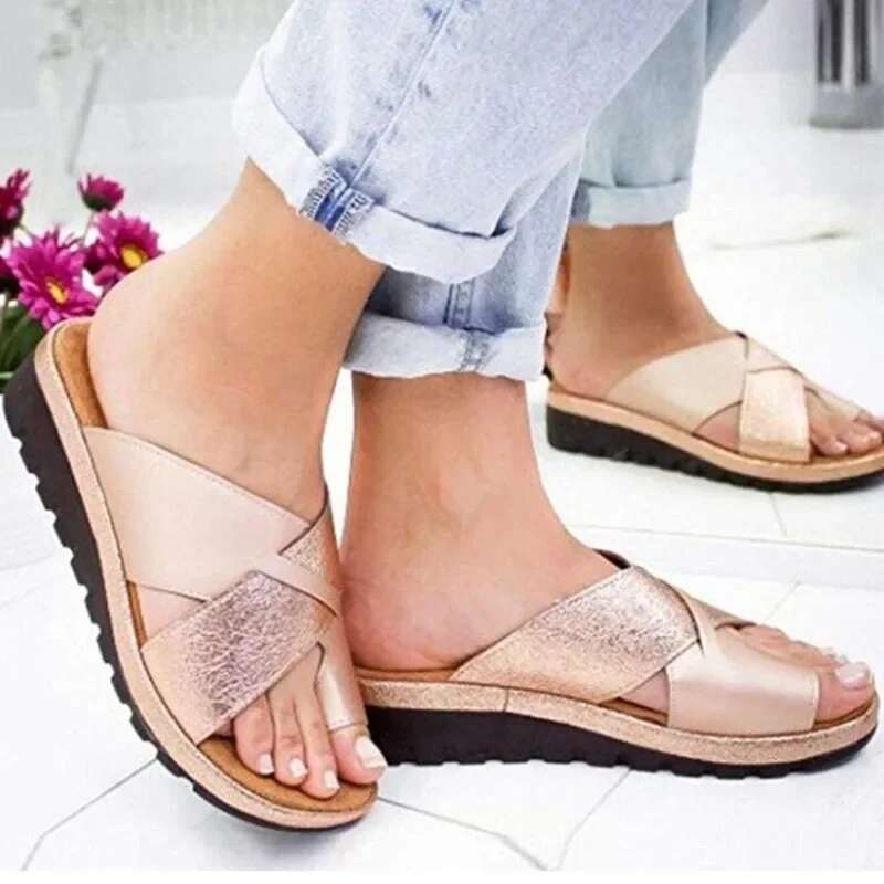 2025 Summer New Mixed Color Wedge Casual Shoes for Women's Beach Soft Flat Designer Fashion Slippers and Sandals