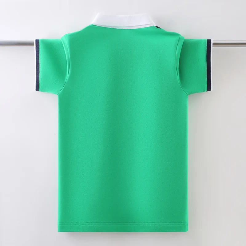 Kids Pure Cotton Polo Shirt Summer Fashion Children School Uniform T-Shirt For Teenager Boys 4-15 Years Tops 250326