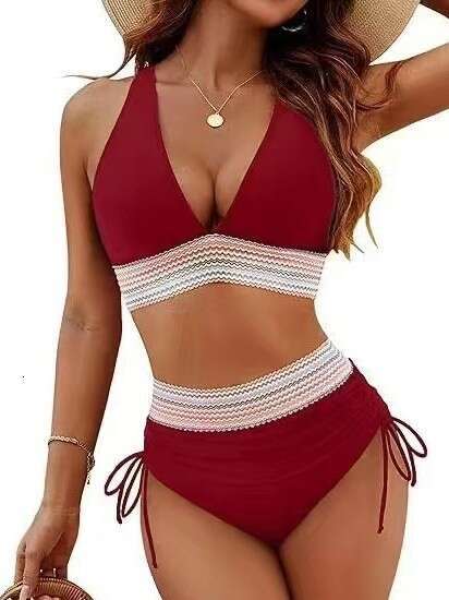 New Sexy Cross Wrap Ribbed Bikinis 2025 Women Swimwear Female Swimsuit Two Piece White High Waist Bikini Set Bather Bathing Suit