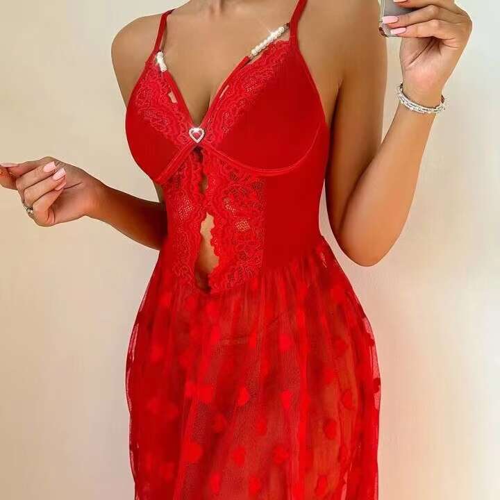 Customisable Sexy Pink Nightgown Quick Dry Pamas Women Ladies Night Dress For Spring Season Combo Pack