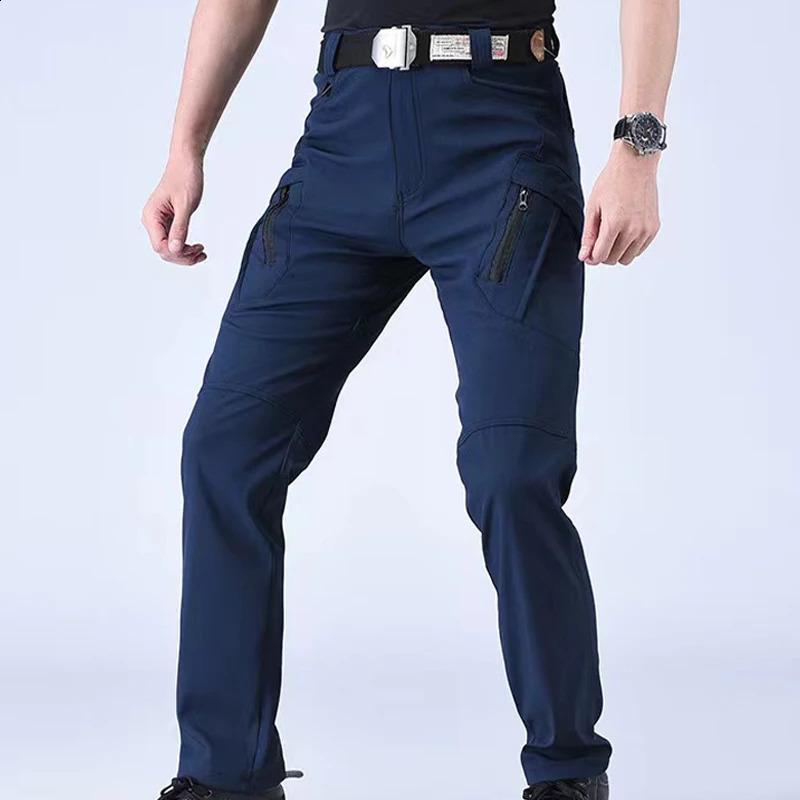 Mens Spring Autumn Tactical Cargo Elastic Pants Combat Trekking Hiking Camping Climbing Run Sport Cycling Work Outdoor Trousers 250317