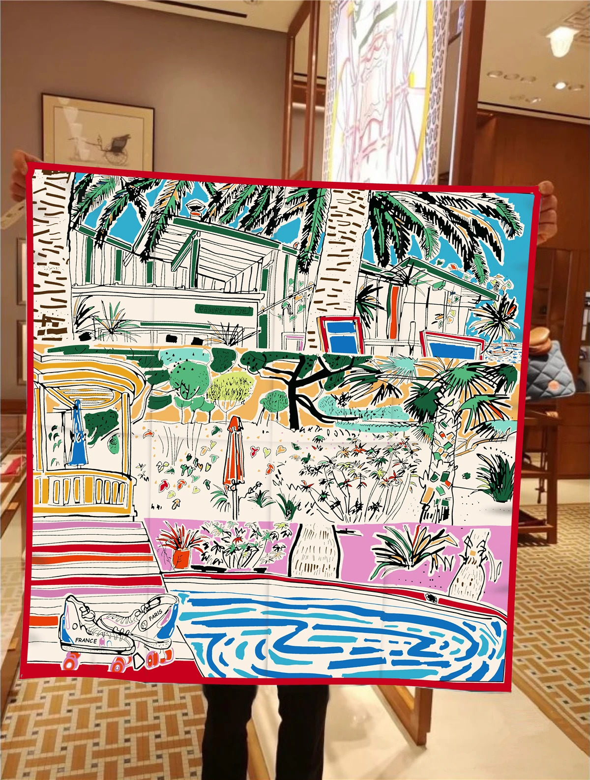 Graffiti Skating Shoes Twill Silk Scarf Shawl Square Scarf Women Hijab Bandana Foulard Neckerchief Head Scarves 250321