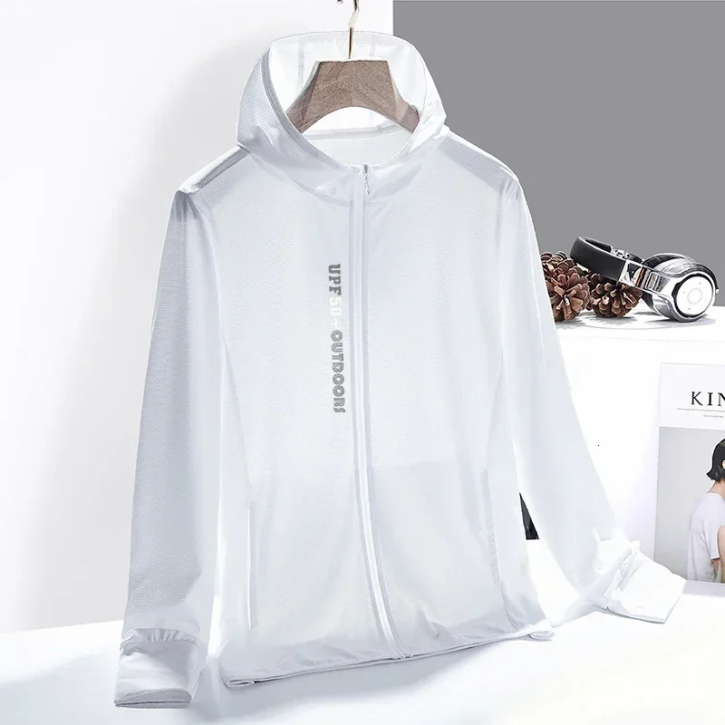 Outdoor hiking sun protection clothing summer mens cool jacket UV lightweight long sleeved hooded zipper shirt womens fishing 250327
