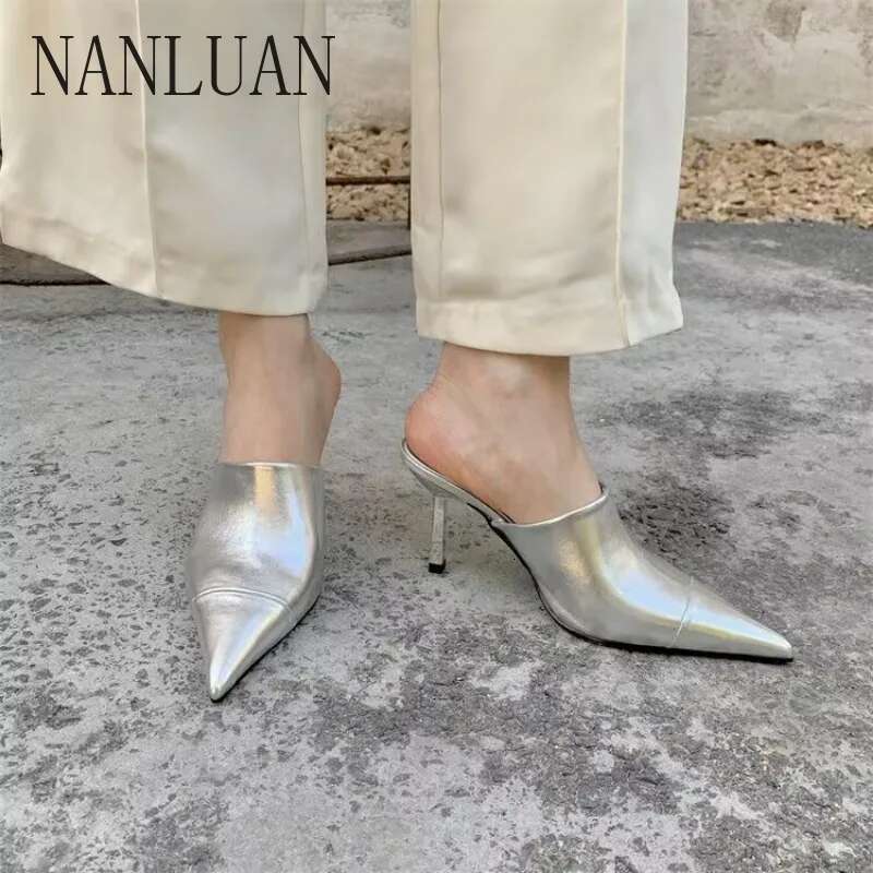 Boutique Autumn High-heeled Style High-end Stiletto Pointed Toe Women's Shoes Best-selg Banquet Fashion Slippers