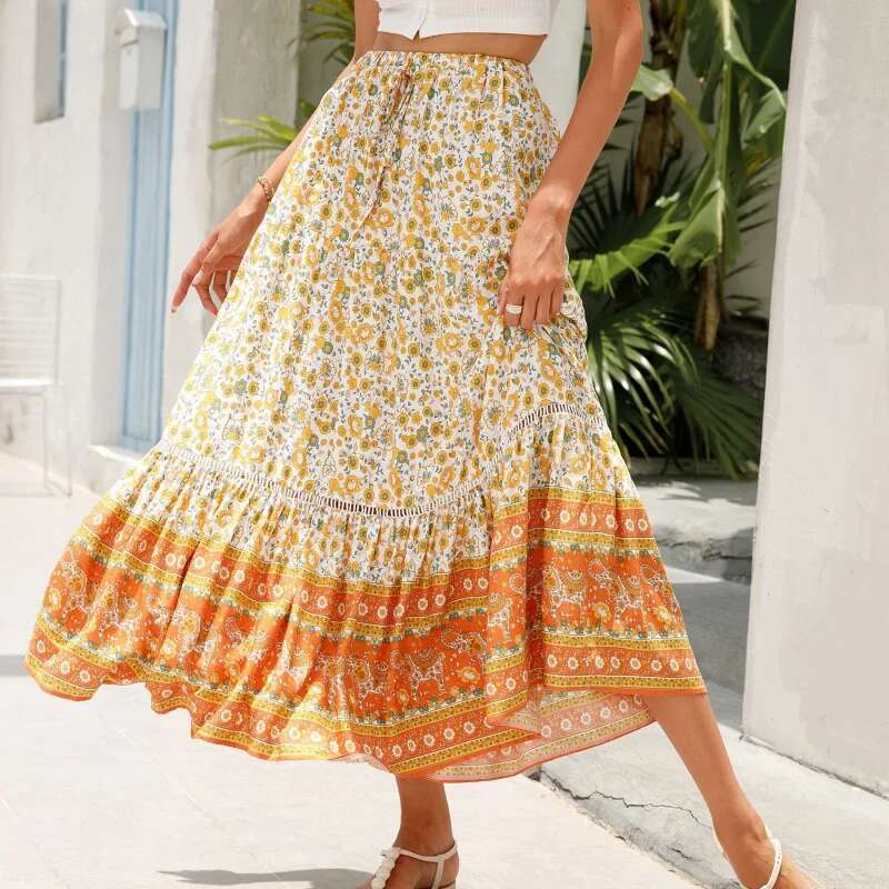 Dongdumaoyi Nieuwe Collectie Rayon Beach Resort Rok Voor Dames Casual En Modieuze Midi Vakantie Aan Zee B