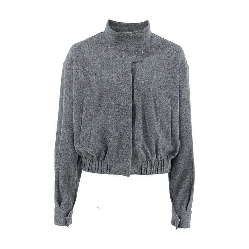 Women's Coat Fashion Stand Collar Women's Woolen Short Coats Casual Single Breasted Long Sleeve Coat Female Autumn New Commuter Outwears