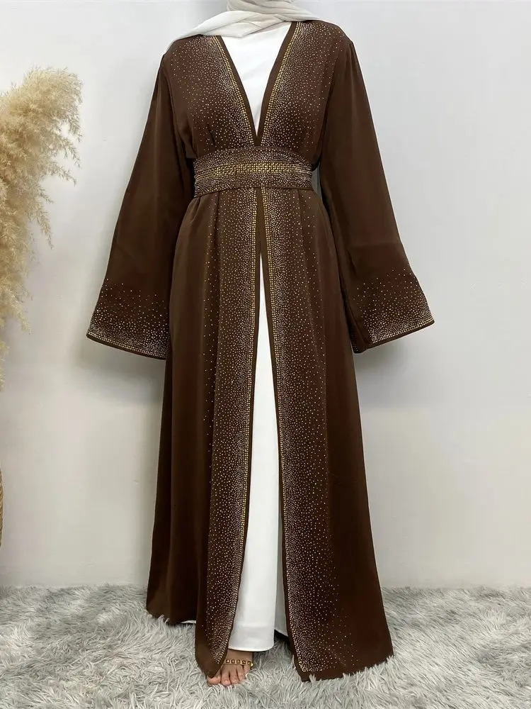 Dubai Open Black Muslim Kimono on Eid al Fitr Abaya Damen Islamic Abayas Womens Dress Ka Robe Women Musulmane Kaftan 250326