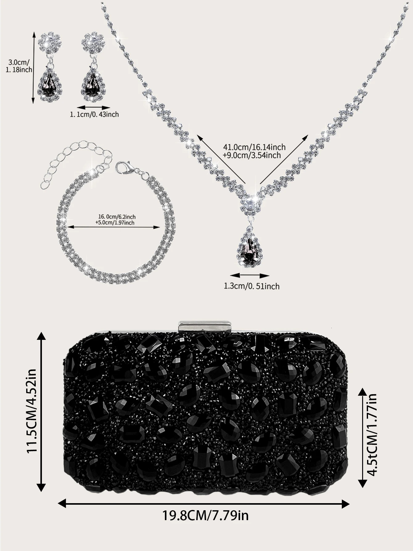 Fashionable y simple rhinestone party clutch and luggage exquisite elegant womens evening bag equipped with gorgeous pendant necklace bracel 250326