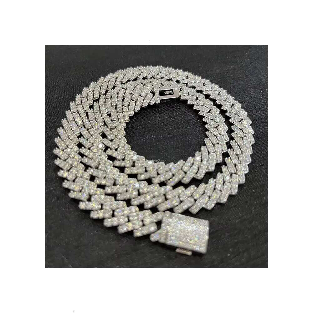 Manufacturer's new 10mm silica sterg sier platinum gold-plated Miami fork chain
