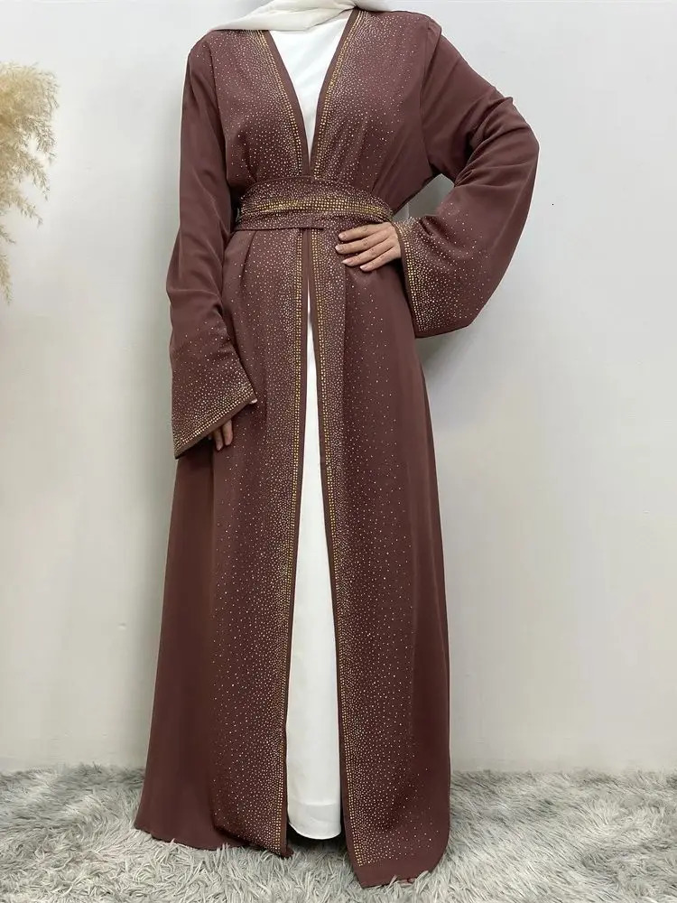Dubai Open Black Muslim Kimono on Eid al Fitr Abaya Damen Islamic Abayas Womens Dress Ka Robe Women Musulmane Kaftan 250326