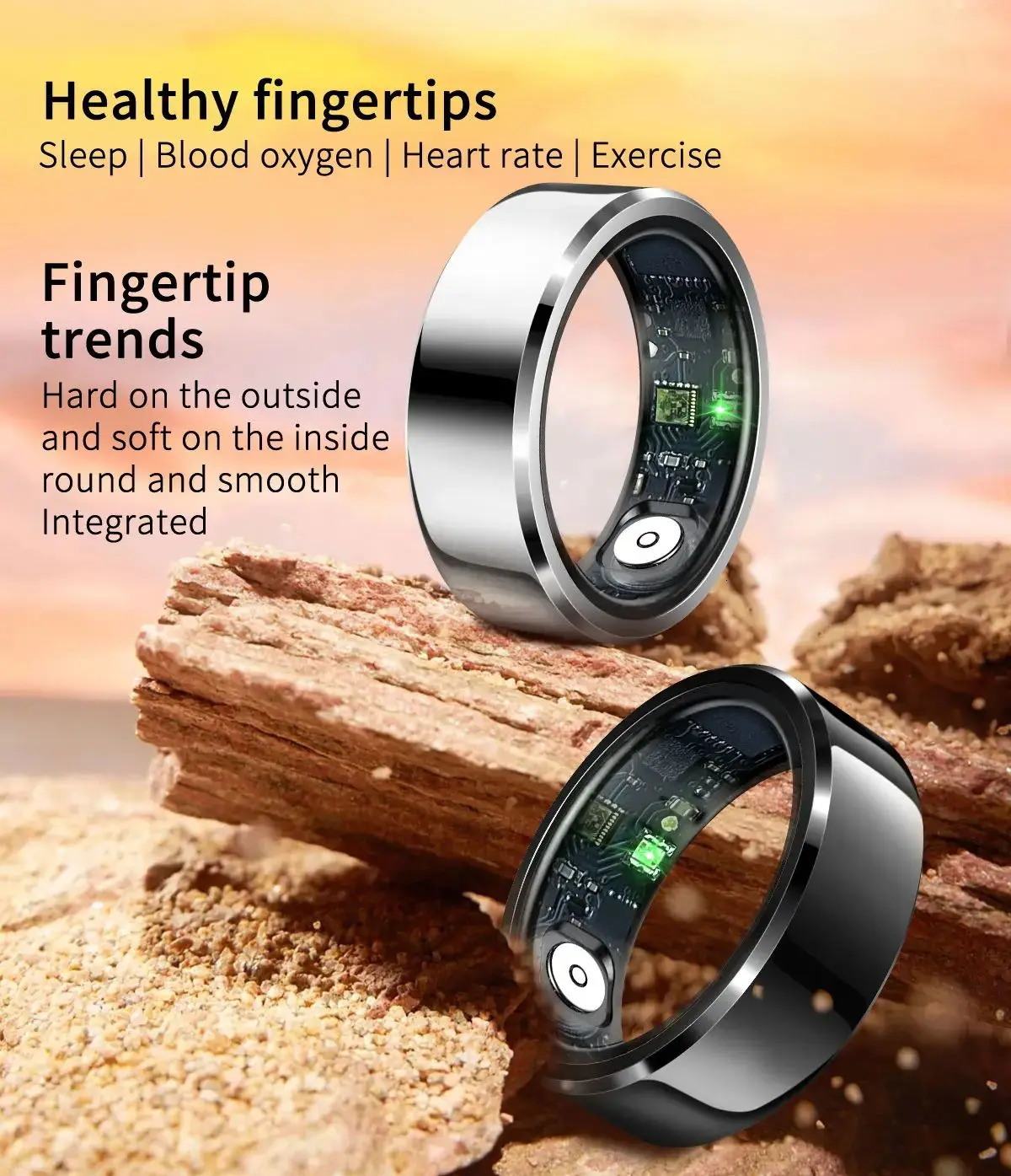 Smart Ring For Men Women Health Monitoring Blood Pressure Oxygen IP68 Waterproof Multi Sports Modes On Standby Smart Ring 250322