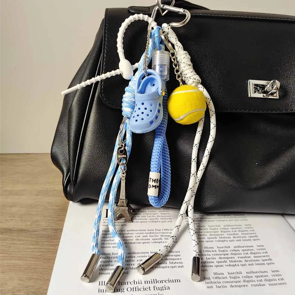 Ins style bag pendant Multi element keychain Nylon woven rope Backpack decoration pendant250325